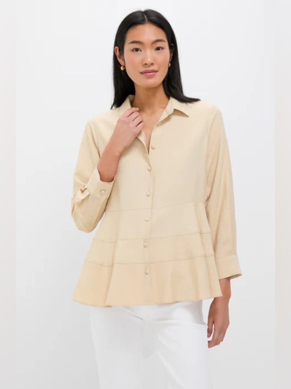 Tuckernuck Pomander Place Tan Ashen Blouse NWT XXL